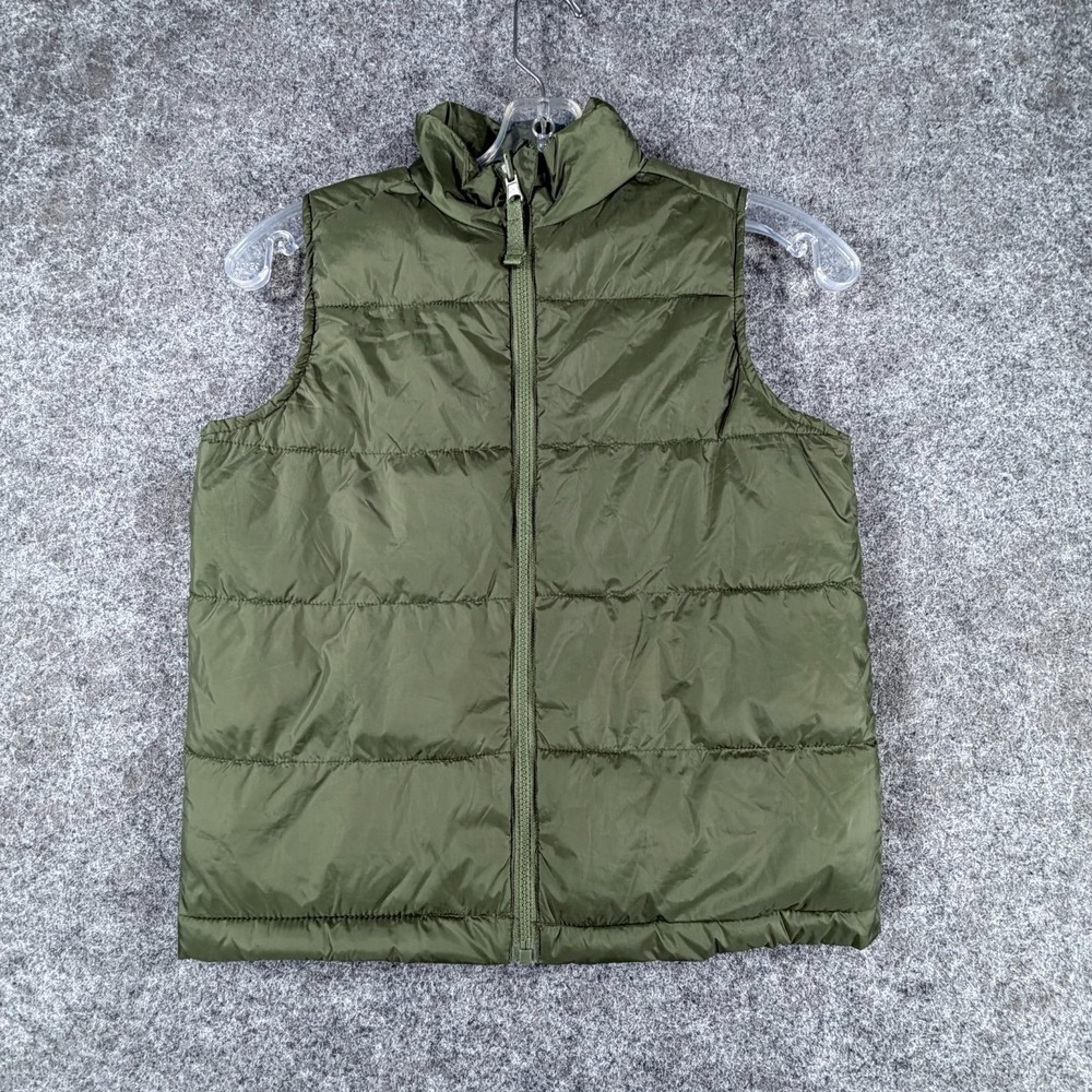 Thereabouts Puffer Vest Kids M 10/12 Green Lined Insulated Mock Neck Full Zip